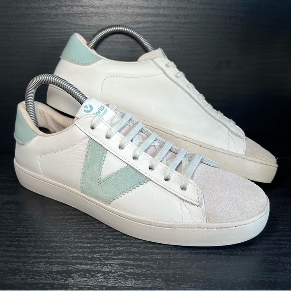 Veja White and Mint Green Sneakers - Picture 1 of 7
